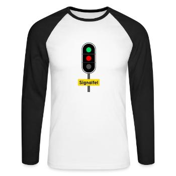 Défaillance du signal - T-shirt baseball manches longues Homme - blanc/noir - Devant - Nik (191cm)