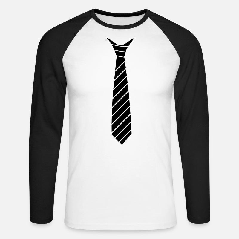 Krawatten Illusion - Unisex Baseballshirt langarm - Weiß/Schwarz