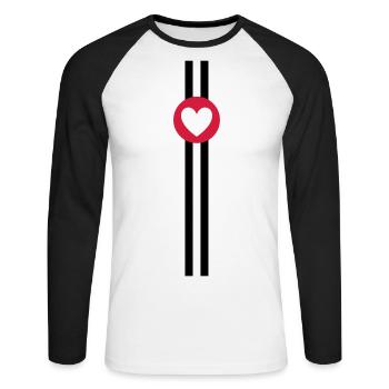 ★ couleurs de conception interchangeables ★ 2 lignes, cercle et coeur - T-shirt baseball manches longues Homme - blanc/noir - Devant - Nik (191cm)