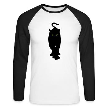 panthere2 - T-shirt baseball manches longues Homme - blanc/noir - Devant - Nik (191cm)