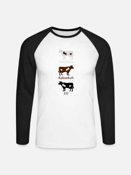 Michkuh - Kakaokuh - ... - Unisex Baseballshirt langarm - Weiß/Schwarz