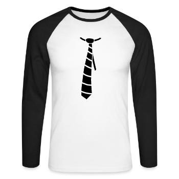 Tie - Unisex Baseballshirt langarm - Weiß/Schwarz - Vorne - Nik (191cm)