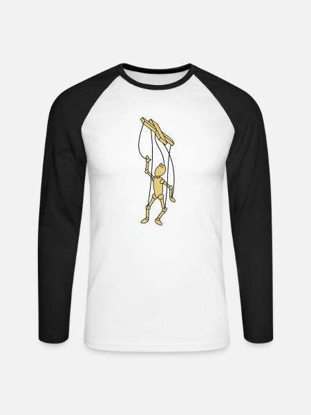 Marionette Puppet - Unisex Long Sleeve Baseball T-Shirt - white/black
