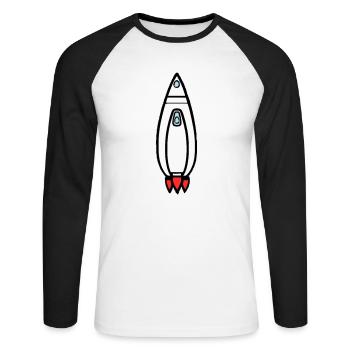 Vecteur de vol spatial spatial de fusée spatiale - T-shirt baseball manches longues Homme - blanc/noir - Devant - Nik (191cm)