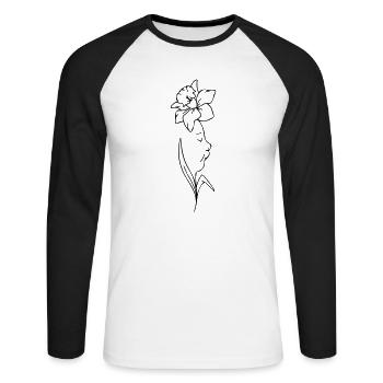 Babyblume - Unisex Baseballshirt langarm - Weiß/Schwarz - Vorne - Nik (191cm)