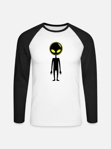 Alien Außerirdischer - Unisex Long Sleeve Baseball T-Shirt - white/black
