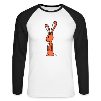 Hase Kaninchen Häschen Steht niedlich Kleintier - Unisex Baseballshirt langarm - Weiß/Schwarz - Vorne - Nik (191cm)