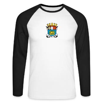 St Pierre et Miquelon - T-shirt baseball manches longues Homme - blanc/noir - Devant - Nik (191cm)