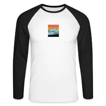 Montagnes pics - montagnes - vintage Sunset - T-shirt baseball manches longues Homme - blanc/noir - Devant - Nik (191cm)