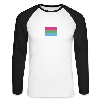 Polysexual Pride Flag - Unisex Baseballshirt langarm - Weiß/Schwarz - Vorne - Nik (191cm)