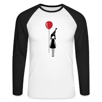Birthday Balloon Girl Children's Birthday Party - Unisex Long Sleeve Baseball T-Shirt - white/black - Front - Nik (191cm)