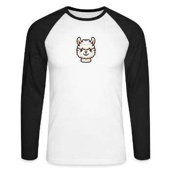 Alpaca Llama Head Comic Cartoon - Unisex Long Sleeve Baseball T-Shirt - white/black - Front - Nik (191cm)