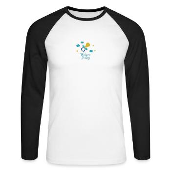 welcome baby - T-shirt baseball manches longues Homme - blanc/noir - Devant - Nik (191cm)