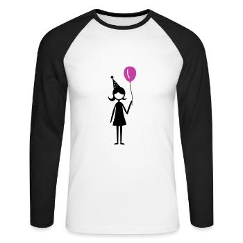Anniversaire Ballon Fille Enfant - T-shirt baseball manches longues Homme - blanc/noir - Devant - Nik (191cm)