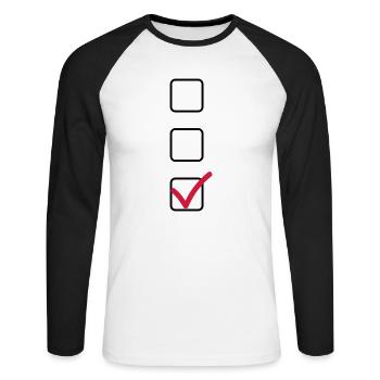 Checkliste - Unisex Baseballshirt langarm - Weiß/Schwarz - Vorne - Nik (191cm)