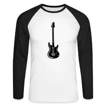E-Gitarre - Unisex Baseballshirt langarm - Weiß/Schwarz - Vorne - Nik (191cm)