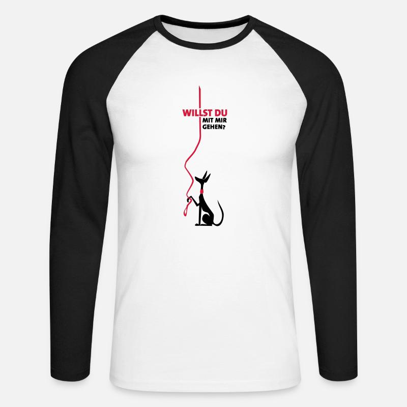 willst du mit mir gehen? - Unisex Baseballshirt langarm - Weiß/Schwarz