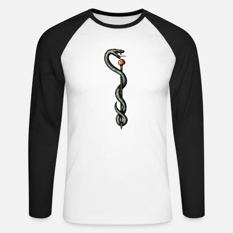 Aesculapstab - Unisex Baseballshirt langarm - Weiß/Schwarz