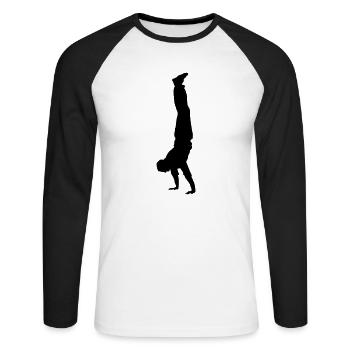 handstand - Unisex Baseballshirt langarm - Weiß/Schwarz - Vorne - Nik (191cm)