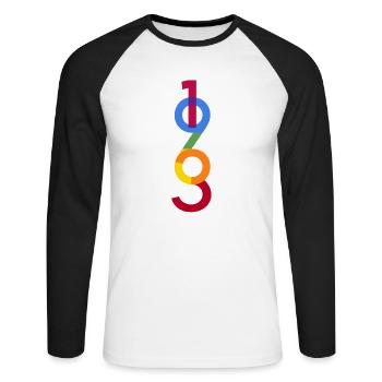 1963 - Unisex Baseballshirt langarm - Weiß/Schwarz - Vorne - Nik (191cm)