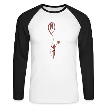 Une fille avec du cœur et un ballon - T-shirt baseball manches longues Homme - blanc/noir - Devant - Nik (191cm)