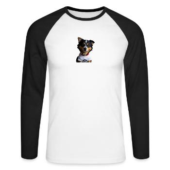Chien mignon - T-shirt baseball manches longues Homme - blanc/noir - Devant - Nik (191cm)