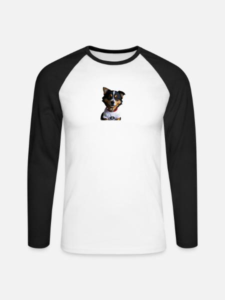 Cute dog - Unisex Long Sleeve Baseball T-Shirt - white/black