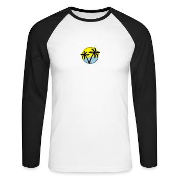 palme silhouette cercle plage - T-shirt baseball manches longues Homme - blanc/noir - Devant - Nik (191cm)