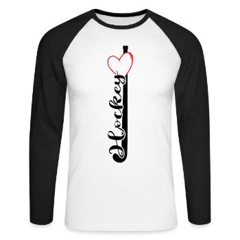 Field Hockey Hockey "Hockey-love" Hockey Team - Unisex Long Sleeve Baseball T-Shirt - white/black - Front - Nik (191cm)