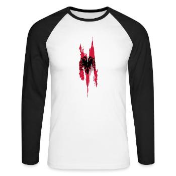 Albanian design - Unisex Long Sleeve Baseball T-Shirt - white/black - Front - Nik (191cm)