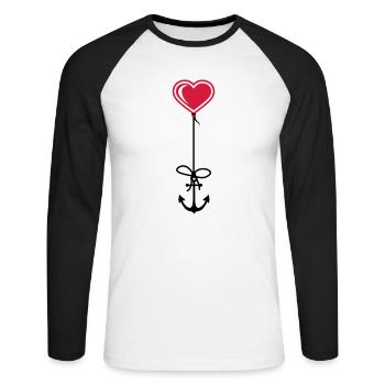 anker herz matrose kapitaen seemann schiff boot me - Unisex Baseballshirt langarm - Weiß/Schwarz - Vorne - Nik (191cm)
