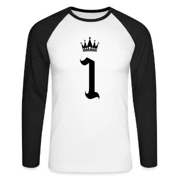 1 couronne - T-shirt baseball manches longues Homme - blanc/noir - Devant - Nik (191cm)