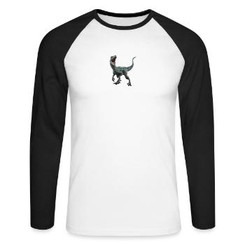 Velociraptor blue - Unisex Long Sleeve Baseball T-Shirt - white/black - Front - Nik (191cm)