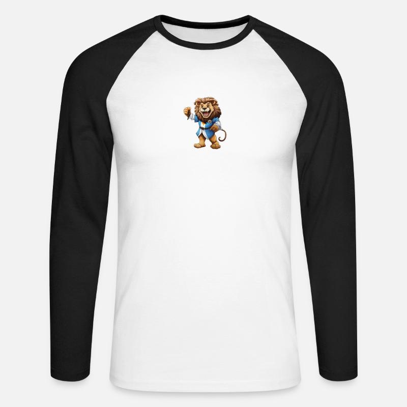 lion wearing a robe - Unisex Baseballshirt langarm - Weiß/Schwarz