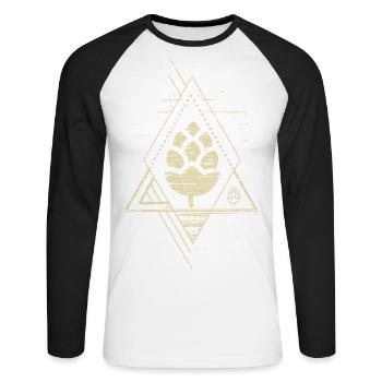 Geometric hops design - Unisex Long Sleeve Baseball T-Shirt - white/black - Front - Nik (191cm)