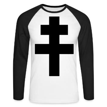 Croix de Lorraine - T-shirt baseball manches longues Homme - blanc/noir - Devant - Nik (191cm)