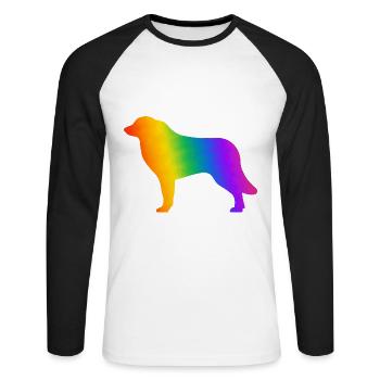 Bouvier des Pyrénées, entièrement personnalisable à volonté - T-shirt baseball manches longues Homme - blanc/noir - Devant - Nik (191cm)
