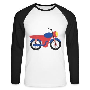 Motorrad mit Motiv Baby Junge Mädchen Vektor - Unisex Baseballshirt langarm - Weiß/Schwarz - Vorne - Nik (191cm)