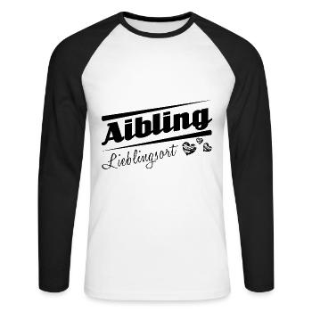 Aibling - Lieblingsort mit Stadtnamen - Unisex Baseballshirt langarm - Weiß/Schwarz - Vorne - Nik (191cm)