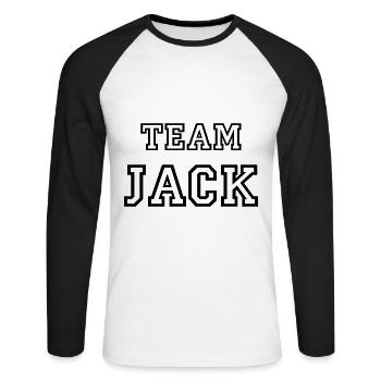TEAM JACK Nom du chien Mâle TeamTricot - T-shirt baseball manches longues Homme - blanc/noir - Devant - Nik (191cm)