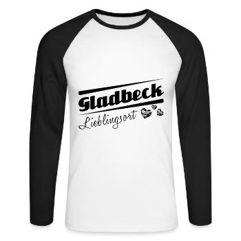 Gladbeck - Lieblingsort mit Stadtnamen - Unisex Baseballshirt langarm - Weiß/Schwarz - Vorne - Nik (191cm)