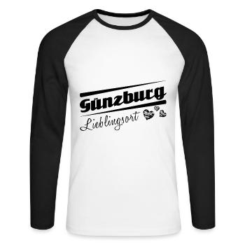 Günzburg - Lieblingsort mit Stadtnamen - Unisex Baseballshirt langarm - Weiß/Schwarz - Vorne - Nik (191cm)