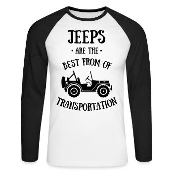 Jeeps Are The Best Form Of Transportation - Unisex Baseballshirt langarm - Weiß/Schwarz - Vorne - Nik (191cm)