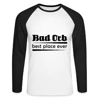 Bad Orb - Stadt best place ever - Unisex Baseballshirt langarm - Weiß/Schwarz - Vorne - Nik (191cm)