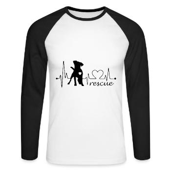 Hunde aus dem Tierschutz EKG Puls Herzfrequenz - Unisex Baseballshirt langarm - Weiß/Schwarz - Vorne - Nik (191cm)