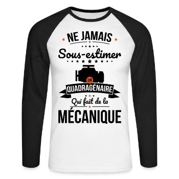 Sous-estimer quadragénaire qui fait mécanique - T-shirt baseball manches longues Homme - blanc/noir - Devant - Nik (191cm)