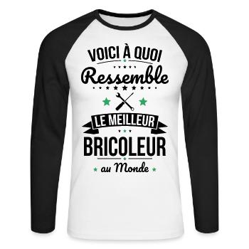 Voici à quoi ressemble le meilleur bricoleur - T-shirt baseball manches longues Homme - blanc/noir - Devant - Nik (191cm)