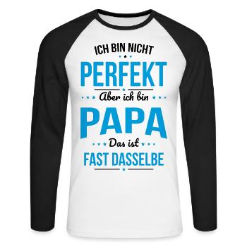 Ich bin nicht perfekt aber ich bin Papa - Vatertag - Unisex Baseballshirt langarm - Weiß/Schwarz - Vorne - Nik (191cm)