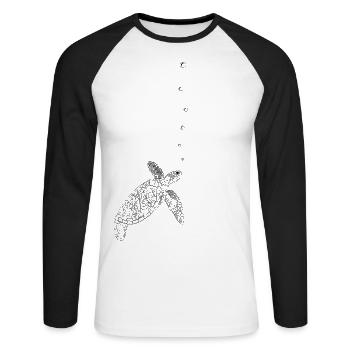 Turtle swimming - Unisex Long Sleeve Baseball T-Shirt - white/black - Front - Nik (191cm)