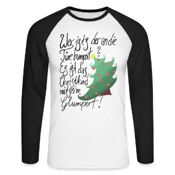 Christkind Glumpert - Unisex Baseballshirt langarm - Weiß/Schwarz - Vorne - Nik (191cm)
